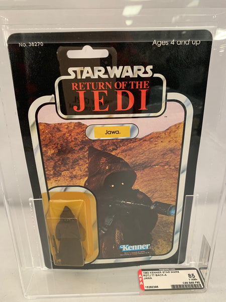 Vintage Star Wars ROTJ Jawa 77-Back-A AFA 85 MOC – Hollywood Heroes
