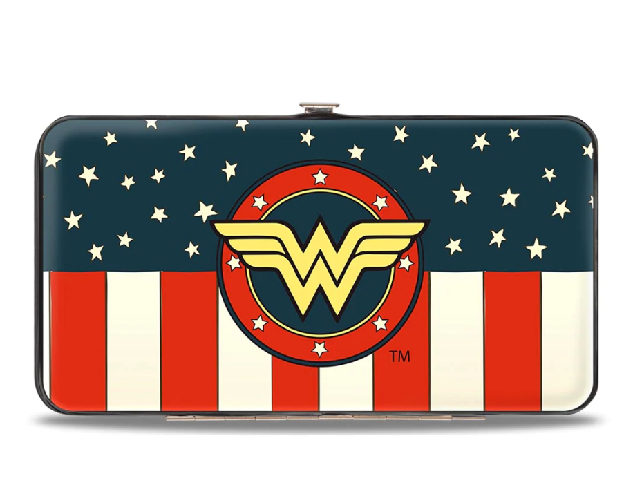 Wonder Woman Logo Hinged American Red White and Blue Wallet