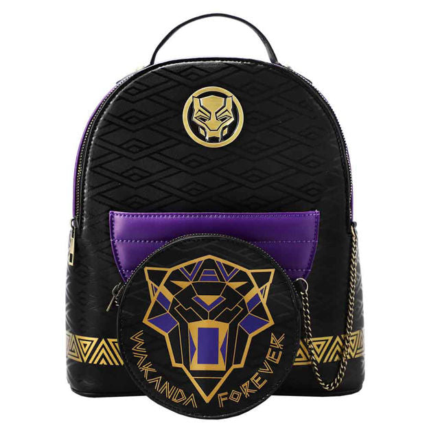 black panther movie symbol laptop backpack MARVEL BLACK PANTHER WAKANDA FOREVER MINI BACKPACK & COIN PURSE