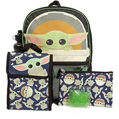 Star Wars Mandalorian Baby Yoda/The Child Kids Backpack Set, 16 inch, 5 Piece Value Set