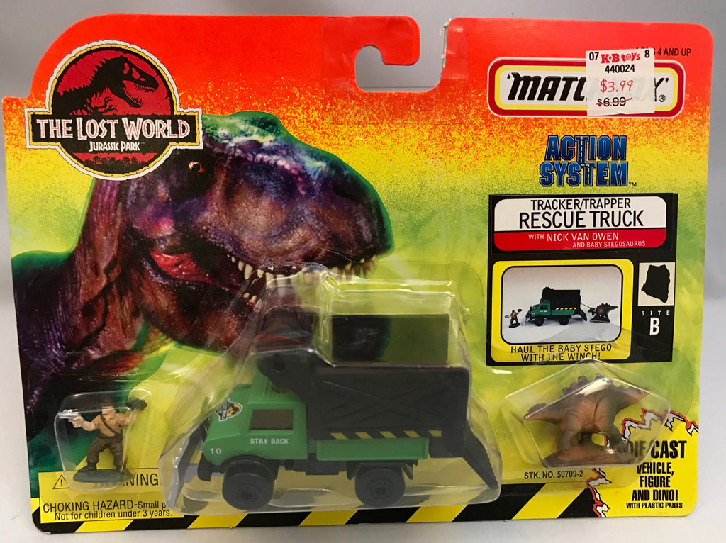 Vintage Jurassic Park The Lost World Matchbox Tracker/Trapper Rescue Truck w/ Nick Van Owen