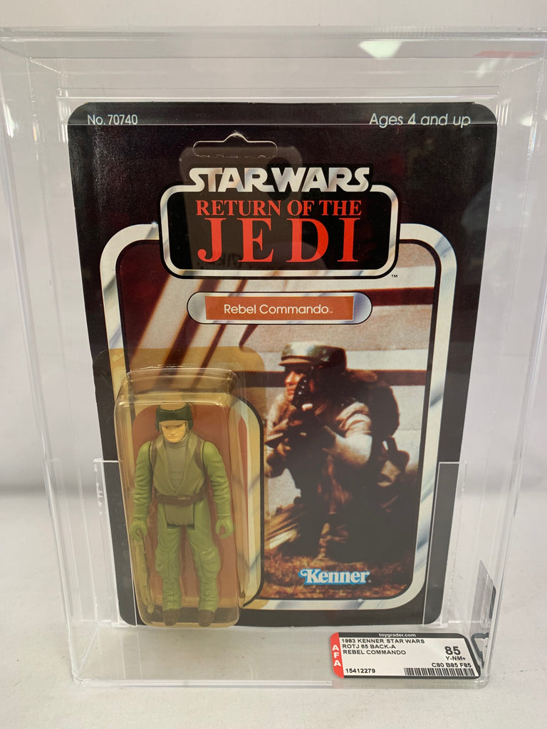 Vintage Star Wars ROTJ Rebel Commando 65-Back-A AFA 85 MOC